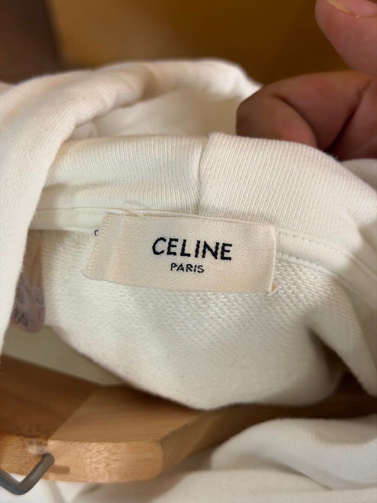 Image of Celine SS21 Damier Studded Logo Hoodie