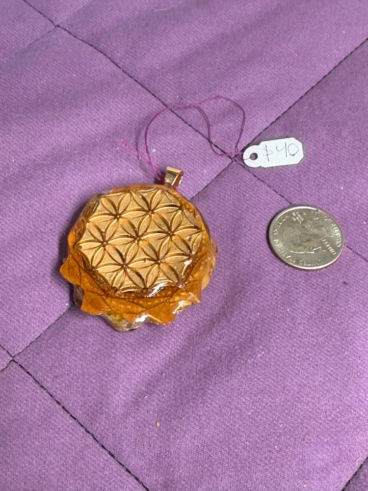 Image of Gold Flower of Life Pinecone Charm | Handmade PNW Jewelry | #88