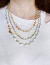 baroque pearl and citrine necklace with 10k rose gold moon