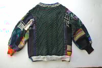 Image 3 of Upcycled Patchwork Sweater Dark Green Fisherman XL