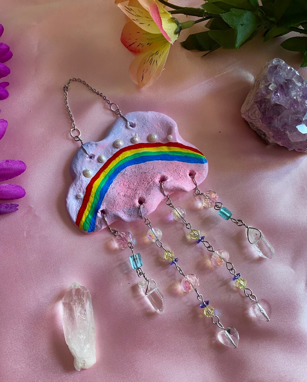 Image of Pink Cloud Rainbow Wall Hanging 