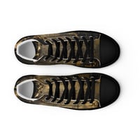 Image 12 of Black and Gold Tattered Textured Look Goth Women’s high top canvas shoes