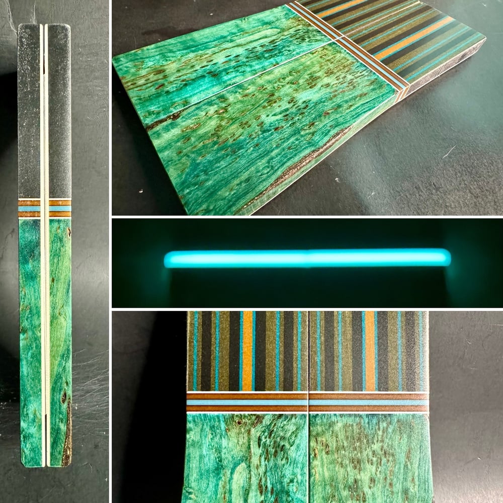 Image of G-carta & Masur Birch GLOW Segmented Knife Scales