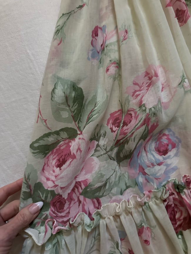 70s floral voile off shoulder dress