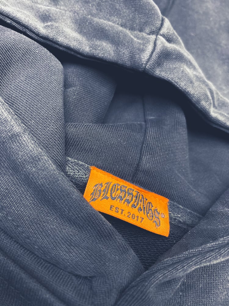 Image of BLE$$ING$®️ BLK/ACID  HVYWEIGHT DESIGNER CROP HOODIE 