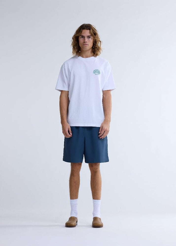 Image of NEW AMSTERDAM SURF ASSOCIATION LOGO TEE WHITE/SEA GREEN
