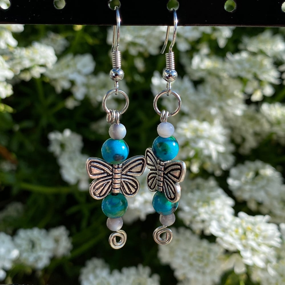 Image of aqua wings earrings