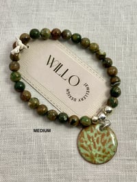 Image 6 of Rhyolite gemstone bracelet with enamel charm 