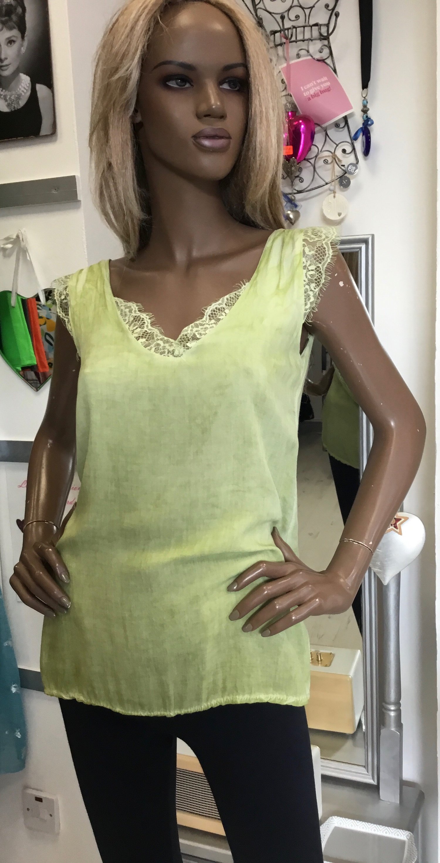 Image of GREEN LOW BACK BUTTON TOP £9 WAS £18