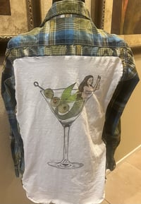 Vintage Green/Blue/White Cotton Shirt Mermaid in Martini Glass