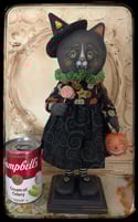 Connie the Halloween Witch Folk Art Cat Doll