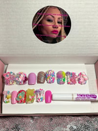 Image 2 of   Candy sprinkle gel  press on short Square nails, for adults teens and little girls