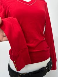 Image 2 of 00s Red V neck shirt // M