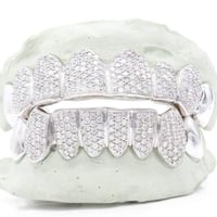 Image 3 of Vs1 Silver Iced out Diamond Grill per tooth 