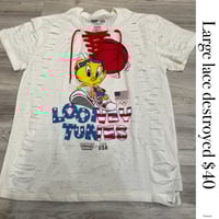 Large tweety red lace top destroyed