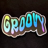 Image 2 of Groovy Sticker 4”/101mm (Holographic Matte Finish)