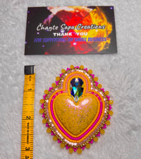 Image 5 of Hand Polish Yellow Heart XL Beaded Earrings 