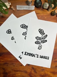 Image 2 of Emma's Wares Logo Linoprint 5.5 x 8.5