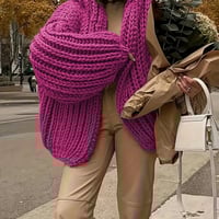 Image 2 of Cozy Thickened Hooded Lantern Sleeve Cardigan Sweater 