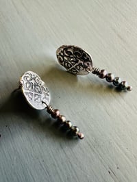 Image 7 of sterling silver and pearl dangle post earrings