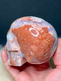 Image 13 of Druzy Pink Petal Agate Skull Carving #2240