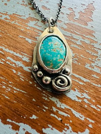 Image 15 of Sierra Nevada turquoise pendant with sterling silver rose and pearls