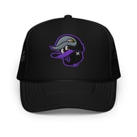 Image 1 of Tha O's "Bird Flu" Upside Down Snapback Trucker (Purple Logo) copy