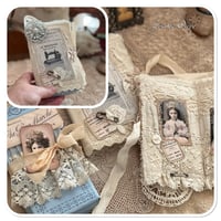 Image 13 of Vintage style french DMC Thread Box with snippet book and lace sewing book cover