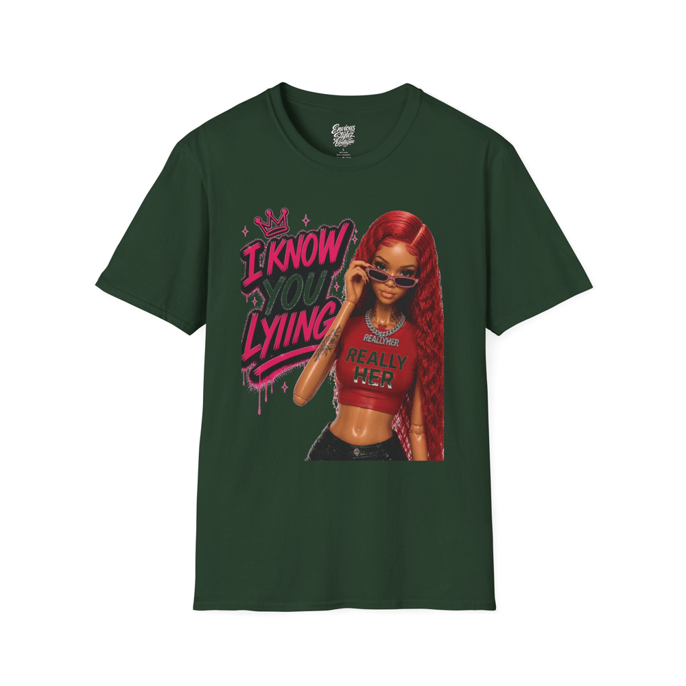 Image of Graphic T-Shirt “I Know You Lying” Girl Illustration Tee