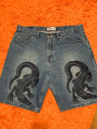 Image 1 of 'CRAWLER' Custom Blockprinted Denim Shorts