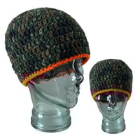 Dark Camo Fitted Beanie with Orange Trim