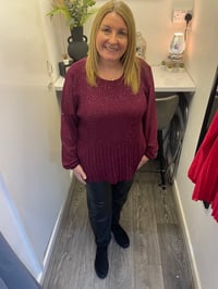 Image 2 of GLITTER PLEATED LONG SLEEVE BLOUSE