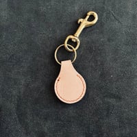 Image 2 of The Round Key Fob - Tan & Orange Thread