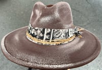 Image 1 of Painted Brown Fedora Hat Rope, Fabric Band