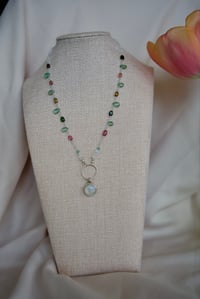 Image 2 of Moonstone & Tourmaline Halo Necklace