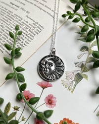 Image 2 of Silver Half Moon  & Sun Pendant Necklace