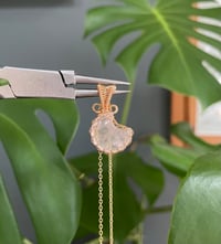 Image 1 of Gold Rose Quartz Moon Crystal Necklace