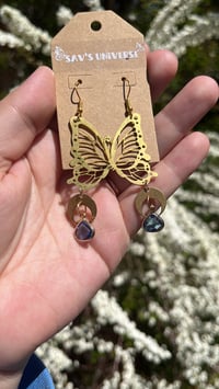 Image 2 of Blue Butterfly Moon Earrings 🦋🌙✨🌟