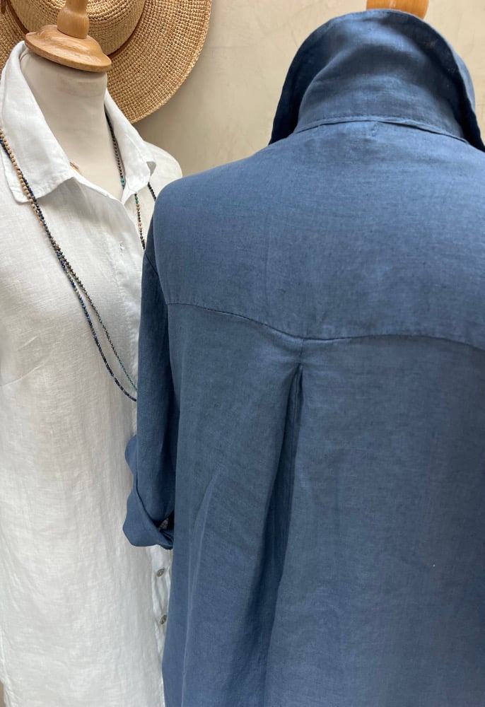 Image of Robe En Lin Daphné Bleu Orage
