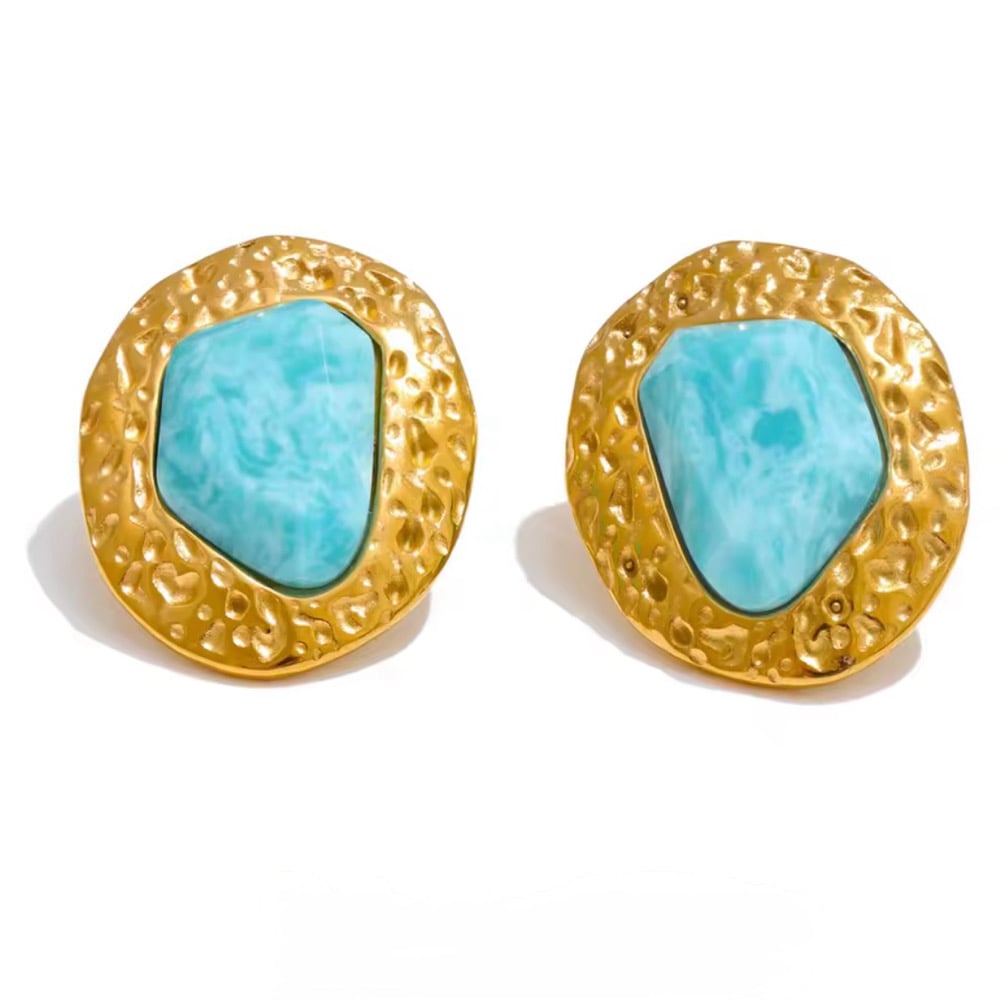 Image of TIA Natural Amazonite 18ct Gold Plated Earrings