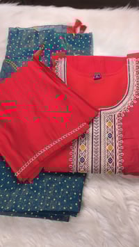 Image 2 of KSV81102-3Pcs Soft Roman Silk With Digital Dupatta Kurtha Set