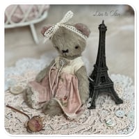 Image 7 of Petal a very sweet little beige teddy bear wearing a pretty pink dress