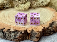 Image 3 of Purple Swirl D6 Pair | Star Pips Handmade Jesmonite Dice