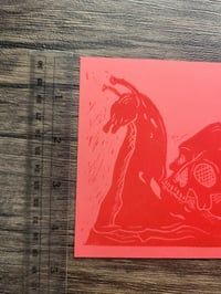 Image 5 of 'a leisurely death' - red & red - one off BLOCKPRINT