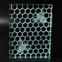Image 2 of Bees and Honeycomb Glass Block