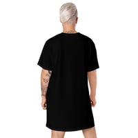 Image 4 of Colorful Floral Bull Skull on Black T-shirt dress