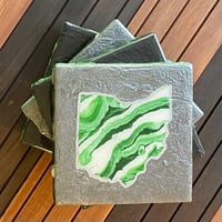 Image 3 of Painted Ohio Coasters (set of four) Green And White
