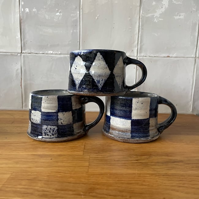 Coffee Mug Blue Squares (3)