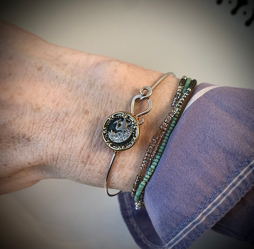 Image of "Heron" Silver Button Bracelet