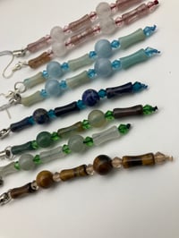 Image 2 of Bamboo Healing Crystal Dangling Earrings  | 95mm • 